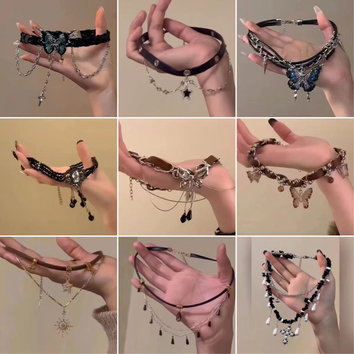 パンクダーククロアチアy2kネックレスは5-8個入り、ライブ無料発送