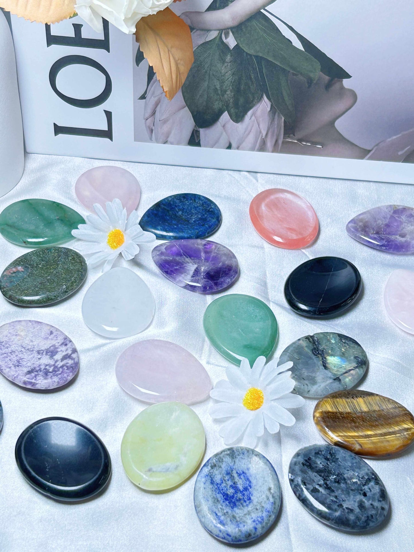 Crystal Worry Stones - HUGE Assortment, (Smooth Polished Worry Stone, Palm Stone, Gemstone Pocket Stone)
