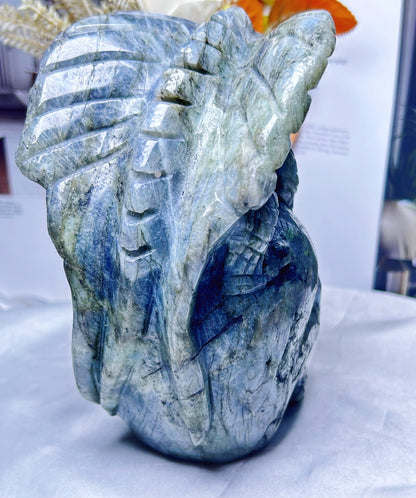 Dragón de labradorita natural de 2 kg/calavera de dragón de cristal/dragón volador de cristal/decoración del hogar/regalo de cristal