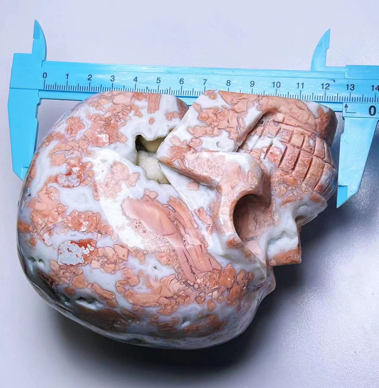 大きなドゥルージー ピンク アメジスト ジオード スカルとフラワー アゲート | ドゥルージー クリスタル スカル | フラワー アゲート スカル | ドゥルージー スカル | クリスタル スカル アート