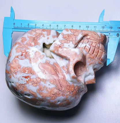 大きなドゥルージー ピンク アメジスト ジオード スカルとフラワー アゲート | ドゥルージー クリスタル スカル | フラワー アゲート スカル | ドゥルージー スカル | クリスタル スカル アート