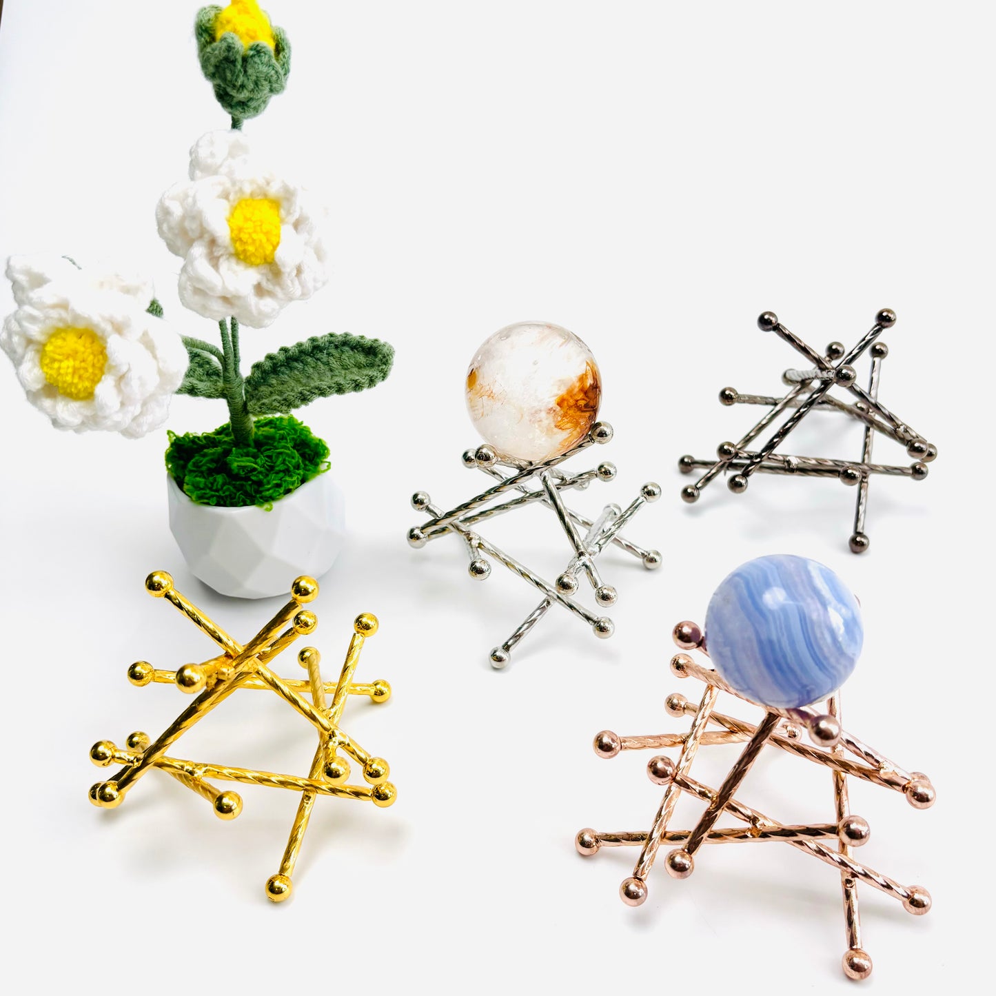 $7.2/1 pieza Base de esfera de cristal cruzada.