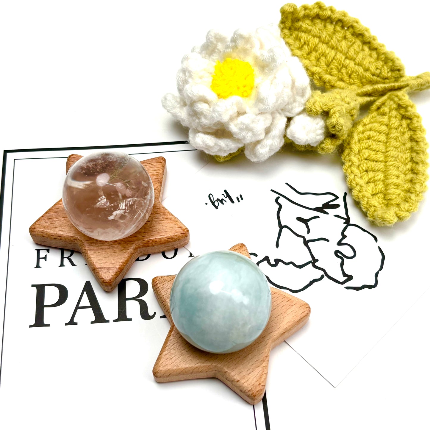 $1.1/1 pieza Base de esfera de cristal con forma de estrella de color marrón claro.