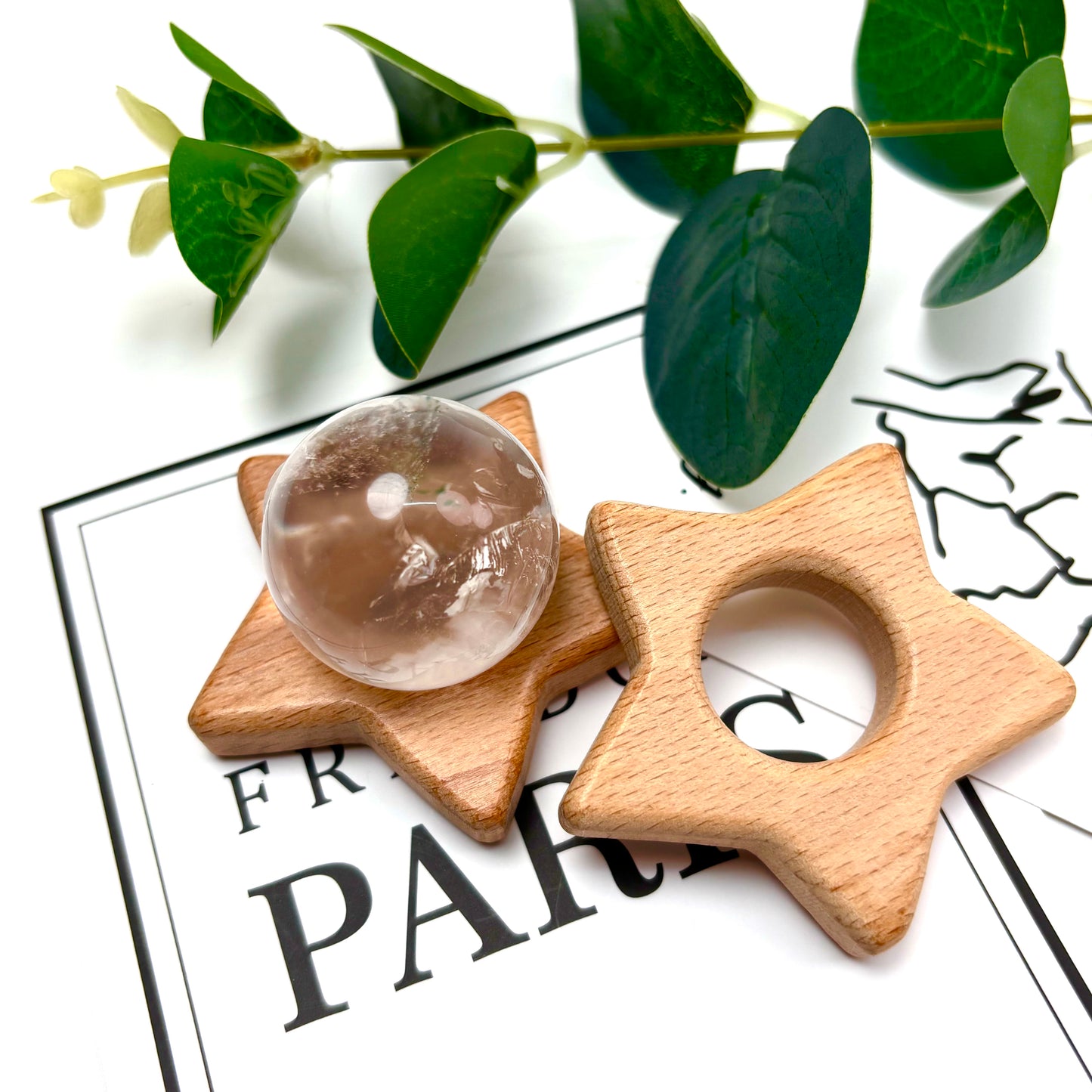 $1.1/1 pieza Base de esfera de cristal con forma de estrella de color marrón claro.