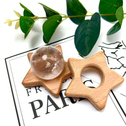 $1.1/1 pieza Base de esfera de cristal con forma de estrella de color marrón claro.