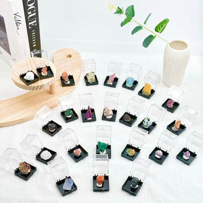 Oferta especial: $4/pc Caja pequeña de muestras minerales, materiales de cristal aleatorios, colección