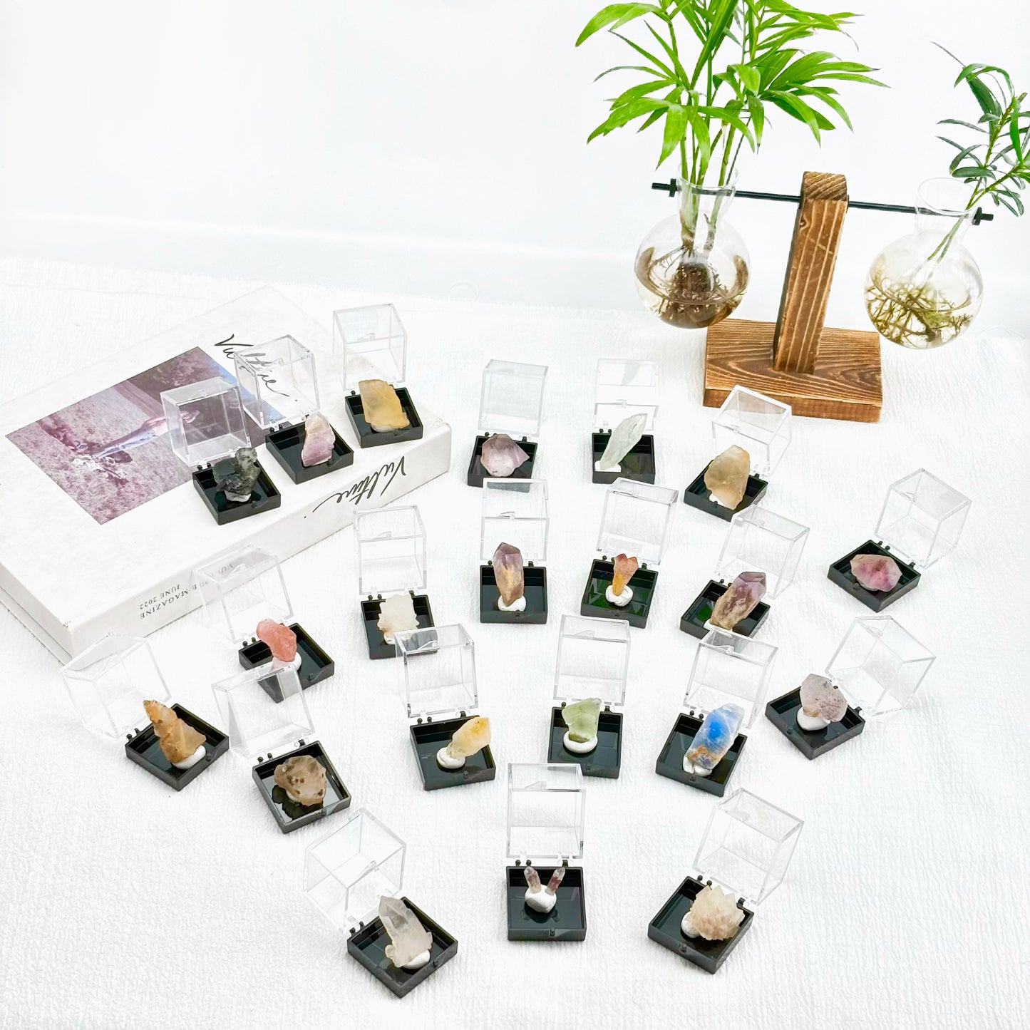 Oferta especial: $4/pc Caja pequeña de muestras minerales, materiales de cristal aleatorios, colección