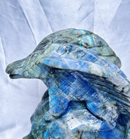 Dragón de labradorita natural de 2 kg/calavera de dragón de cristal/dragón volador de cristal/decoración del hogar/regalo de cristal