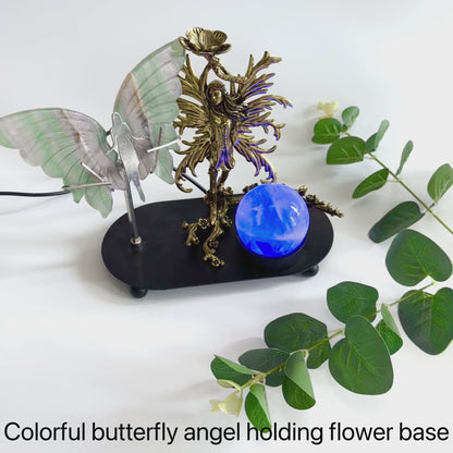 $24.3/1 pce  Golden fairy with wing light  crystal sphere base.